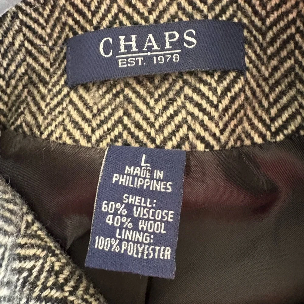 Chaps Women's Herringbone Blazer with Gold Buttons, Military Inspired - Picture 5 of 5